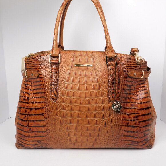 Brahmin Audra Toasted Almond Melbourne Leather Carry All Tote Handbag (51525) - Picture 1 of 7